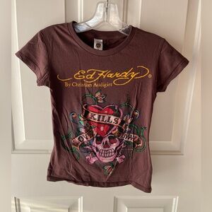 vintage y2k new (no tags) ed hardy kills love crystal embellished size sm shirt